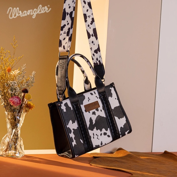 Wrangler Cow Print Concealed Carry Tote/Crossbody - Black - Picture 3 of 6